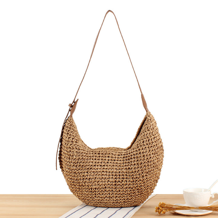 Handcrafted macrame bag with elegant leather accent Stornfield