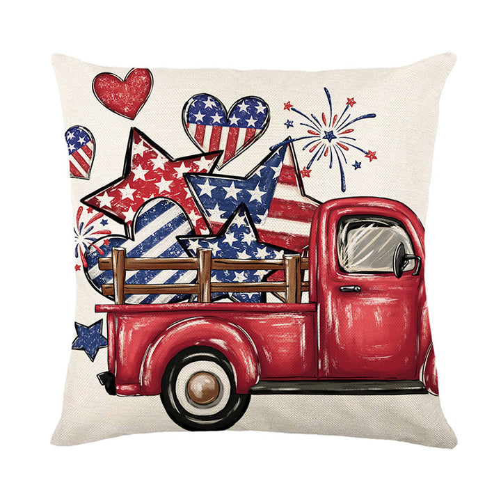 Patriotic Decorative Throw Pillow with Script Home of the Free