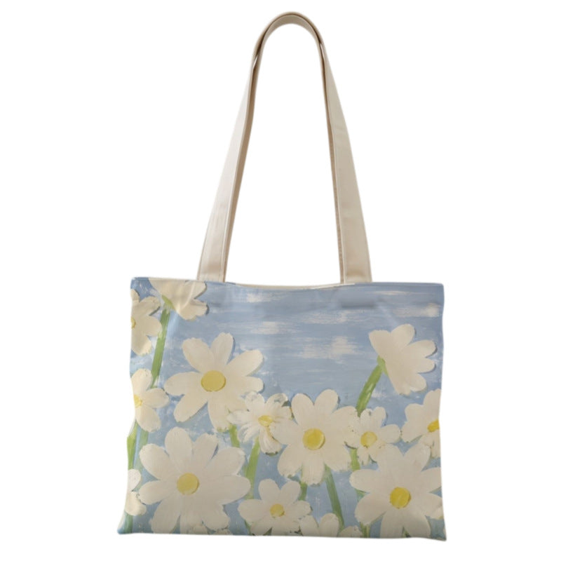 Floral Print Canvas Tote Bag