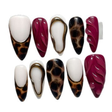 Decorative Stiletto Press-On Nail Set with Artistic Patterns Stornfield