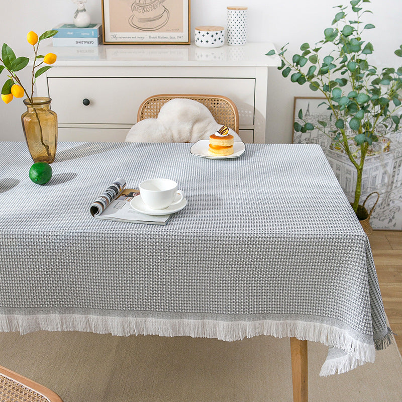 Stornfield | Modern Waffle Tablecloth, Knitted Lace Fabric Coffee Cloth, Round Tablecloth, Rectangular Tablecloth