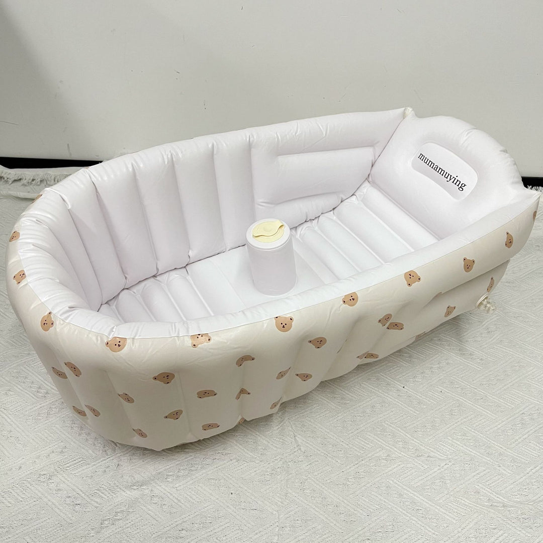 Inflatable Portable Baby Bathtub with Headrest and Built-In Cup Holder