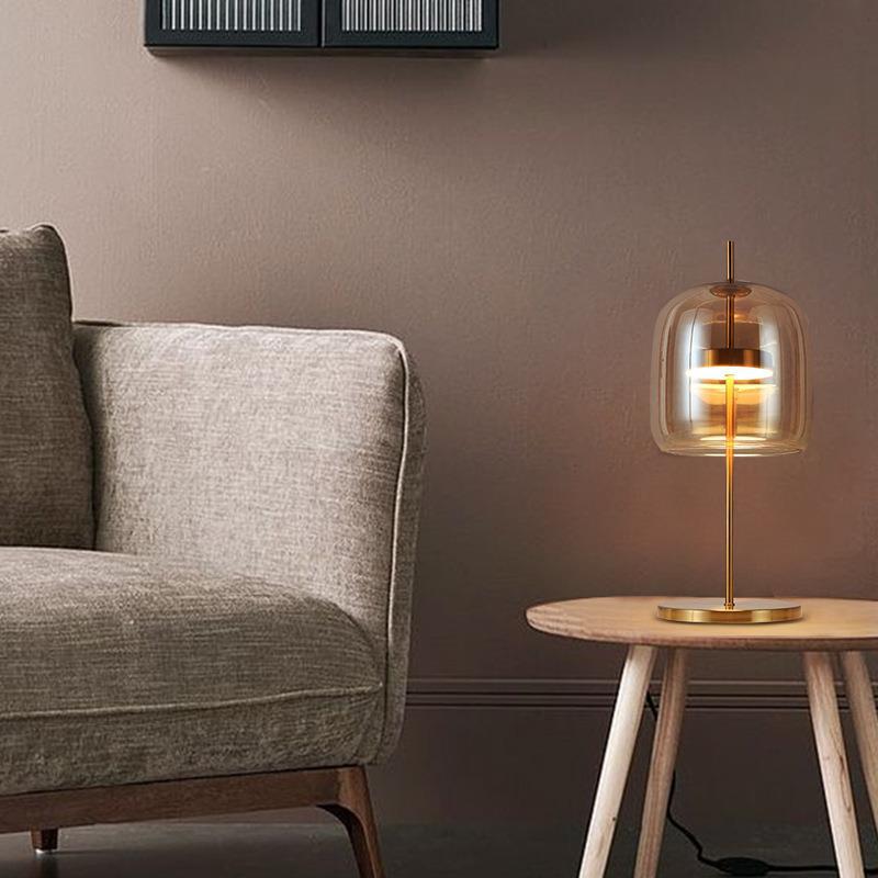 Modern Glass Table Lamp with Gold Accents