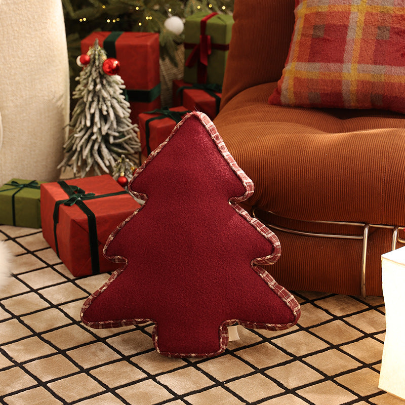 Christmas tree decorative pillow made of plush with decorative piping Stornfield