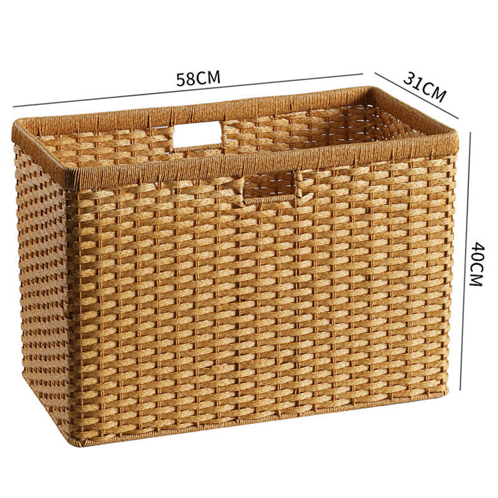 Handwoven Rectangular Storage Bin with Cutout Handles Stornfield