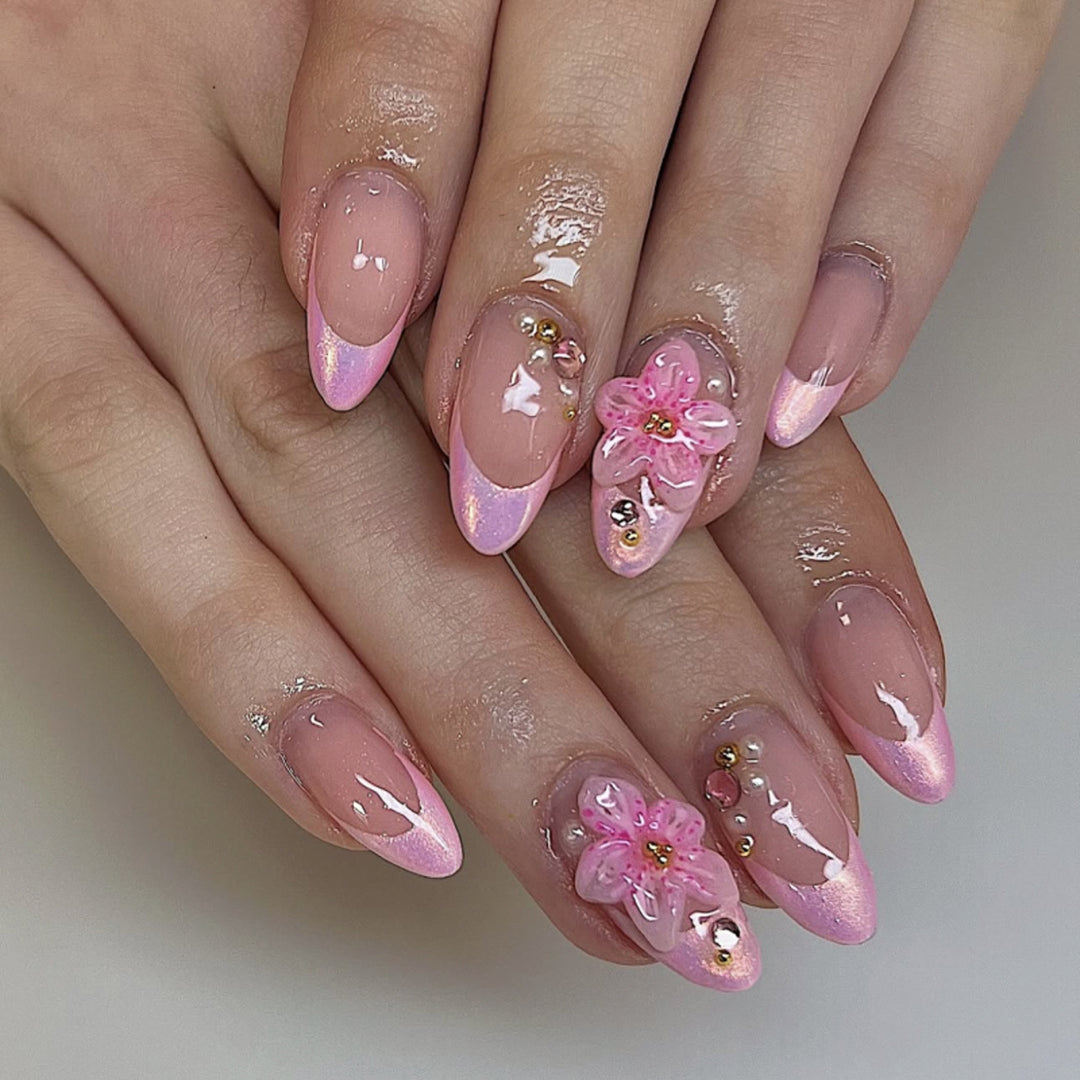 Artful Nail Extensions with Elegant Floral Design Stornfield