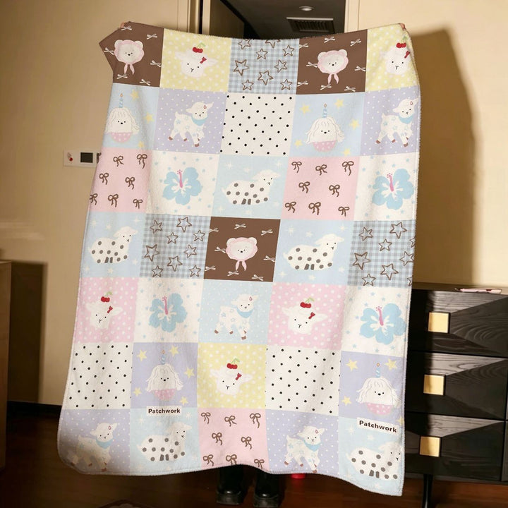 Cozy Cartoon Patchwork Throw Blanket