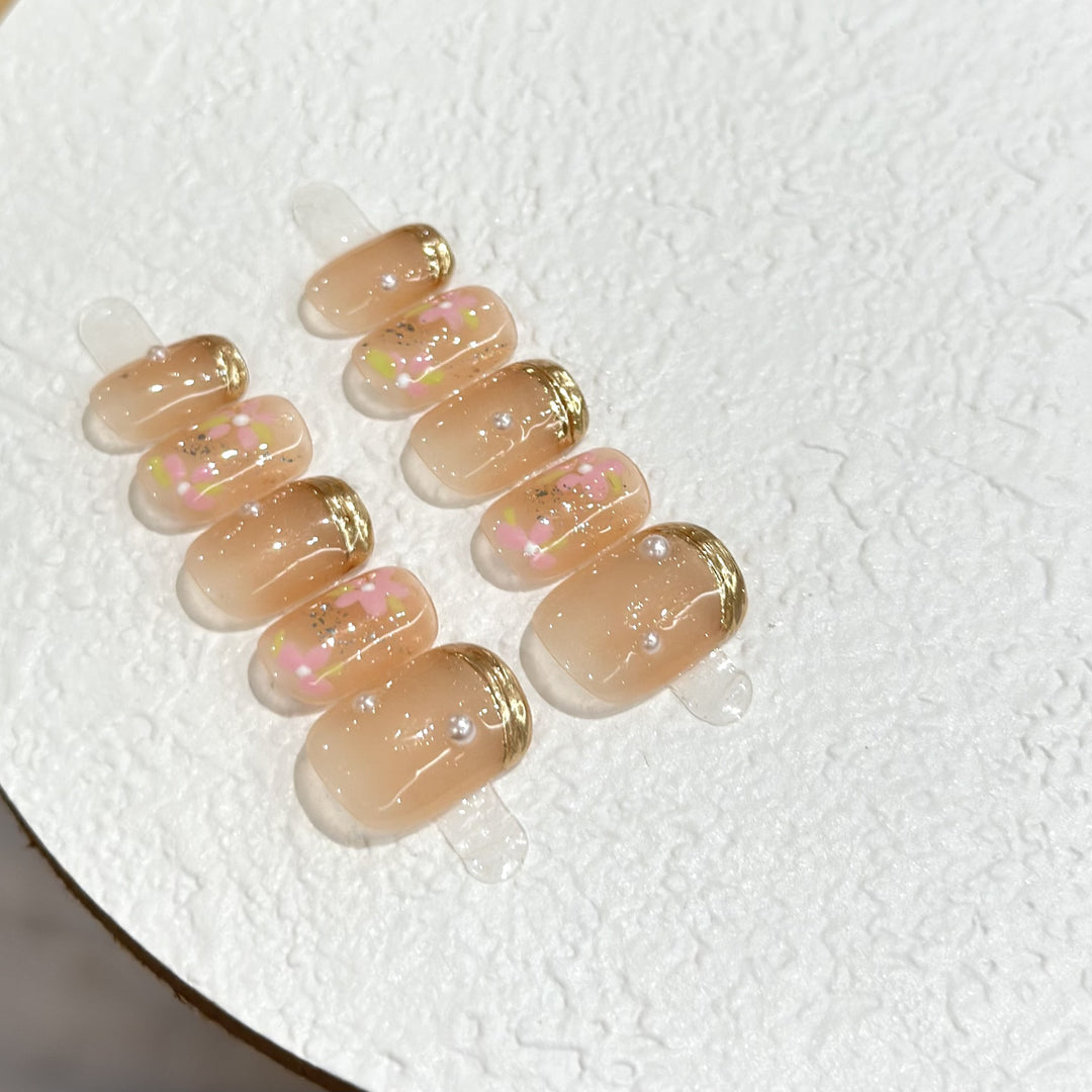 Floral-Accent Press-On Nail Set