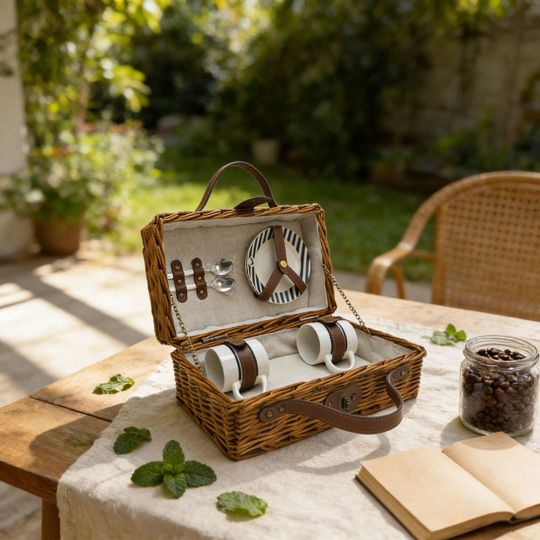 Ladies Picnic Basket with Elegant Lining and Secure Closure Stornfield