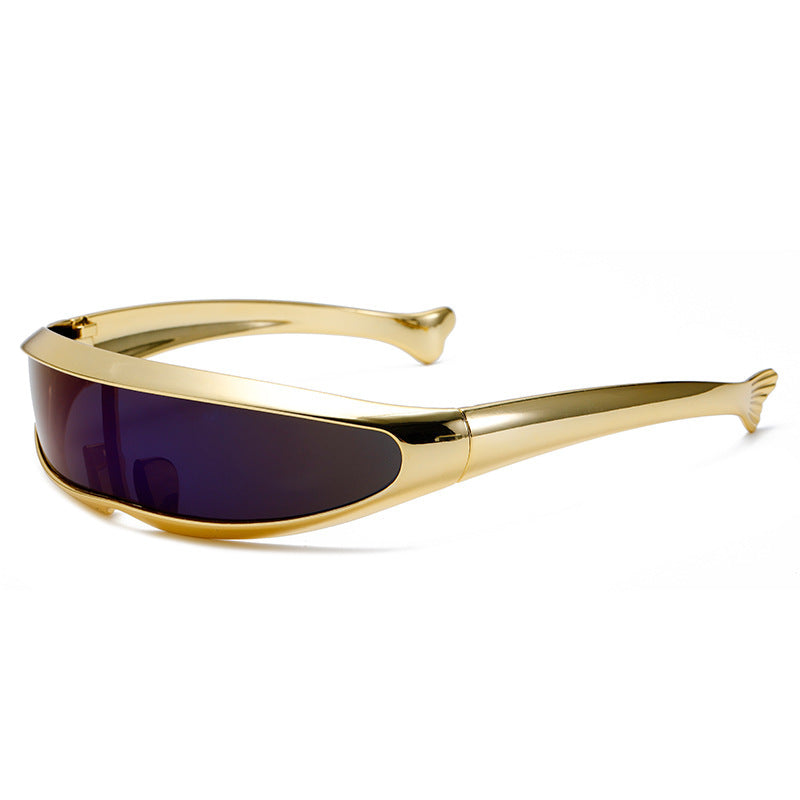 Women Futuristic Designer Sunglasses with Stylish Gold Frame Stornfield
