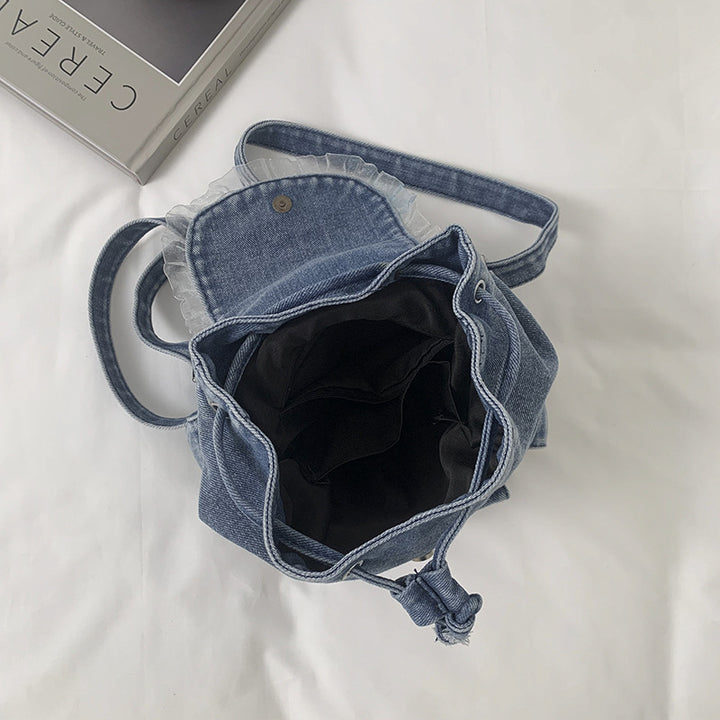 Vintage-Inspired Ruffled Denim Backpack