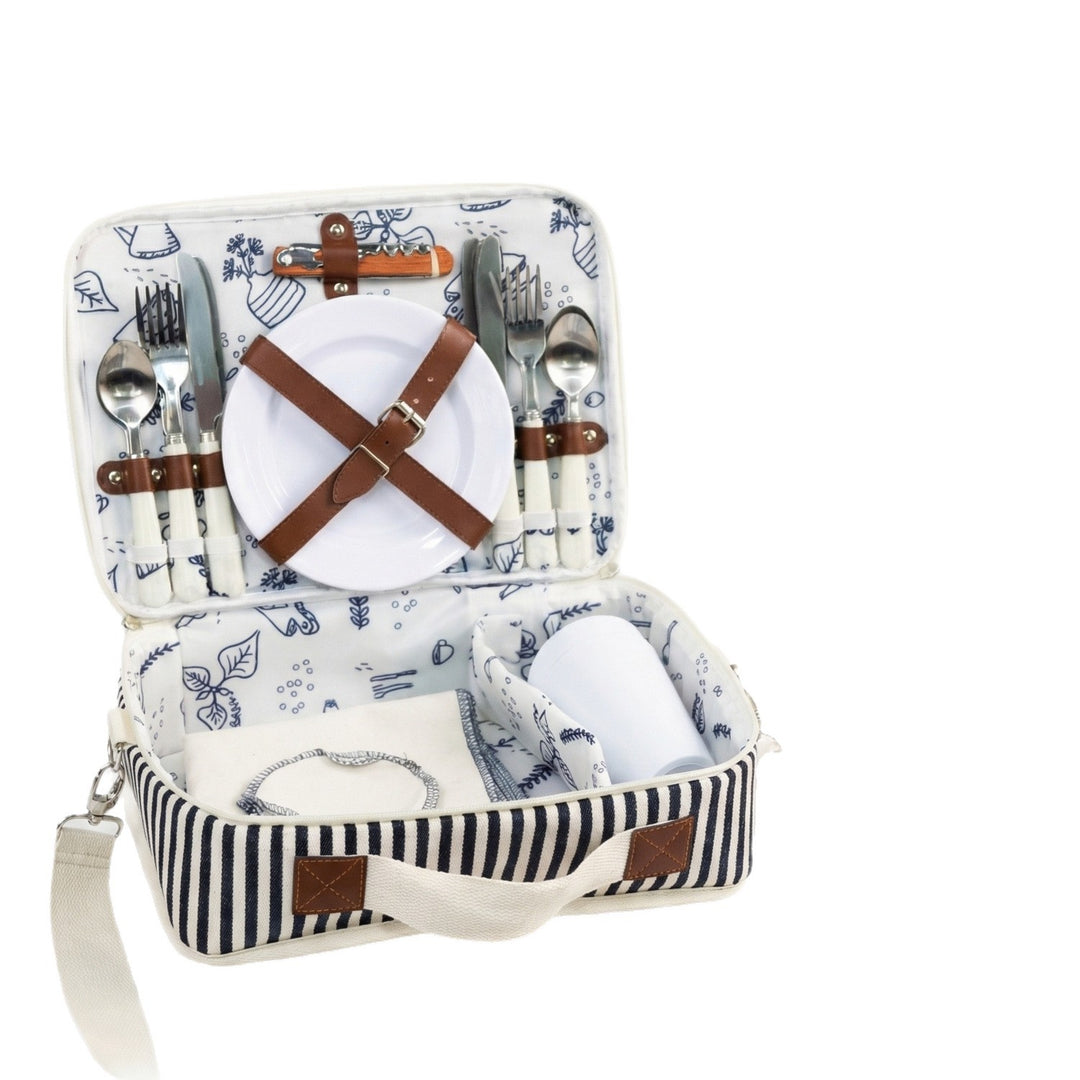 Ladies Picnic Basket with Complete Dish Set and Sturdy Storage Compartments Stornfield