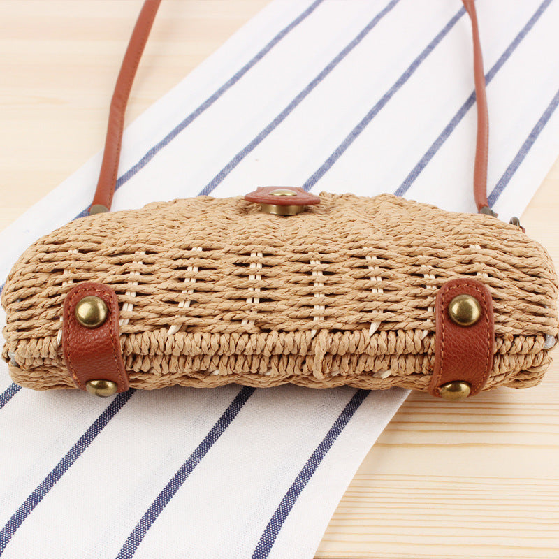 Rattan Shoulder Bag In Crescent Shape Design Stornfield