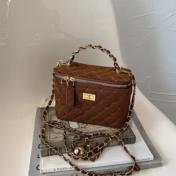 Quilted Suede Crossbody Handbag