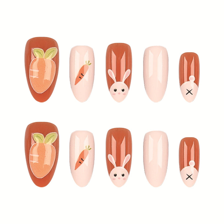 Playful Rabbit and Carrot Press-On Nail Set