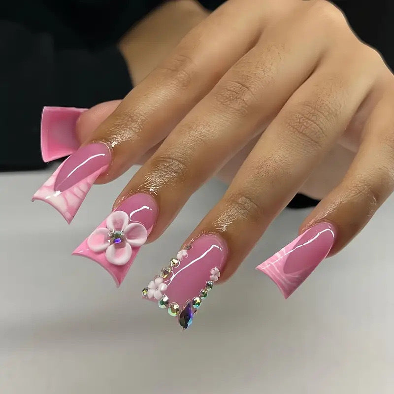 Floral Acrylic Nail Art Extensions Stornfield
