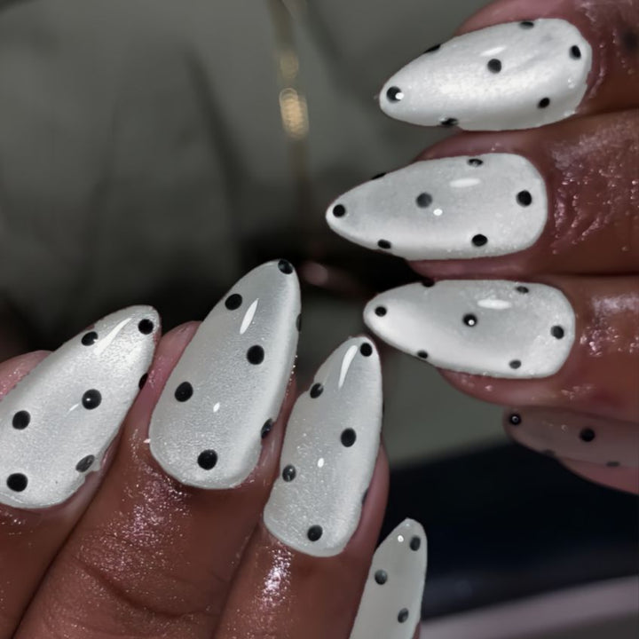 Artistic Press-On Nail Set with Polka Dot Design Stornfield