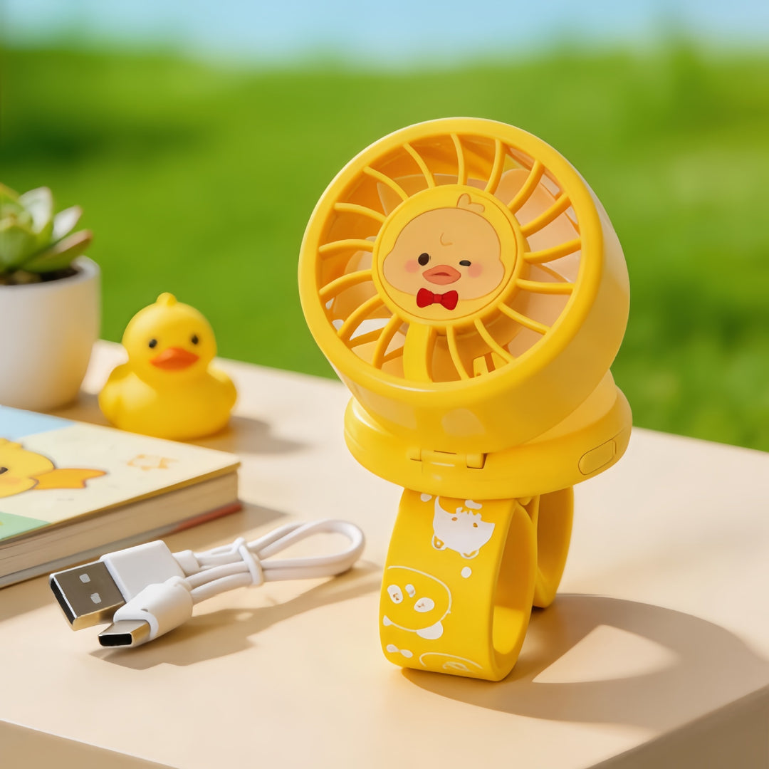 Women's Portable Hand Fan with Cute Animal Design and USB Charging Function Stornfield