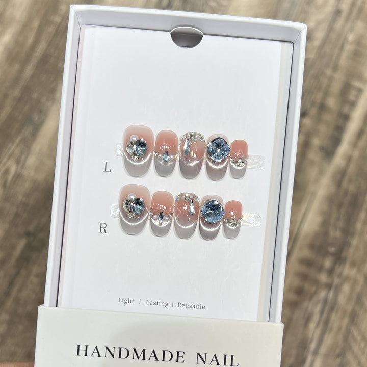 Reusable Rhinestone-Embellished Press-On Nail Set Stornfield