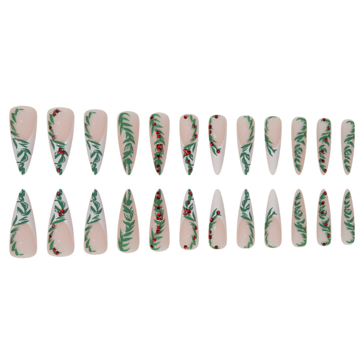 Premium Stiletto Press-On Nails with Holiday-Themed Design Stornfield