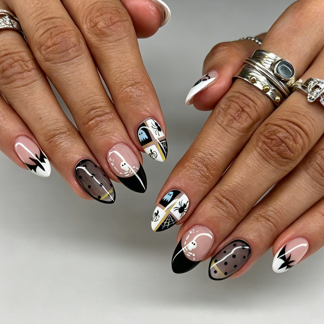 Artistic Gothic-Inspired Press-On Nail Art Set Stornfield