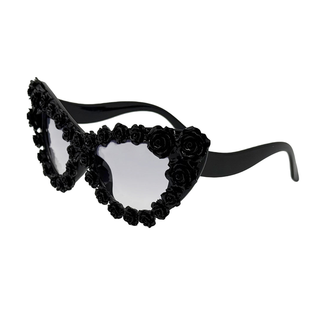 Women's Heart-Shaped Sunglasses with Floral Application Stornfield