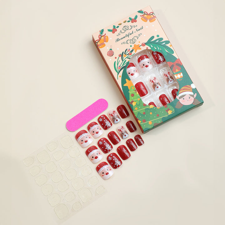 Festive Artificial Nail Set with Christmas Designs Stornfield