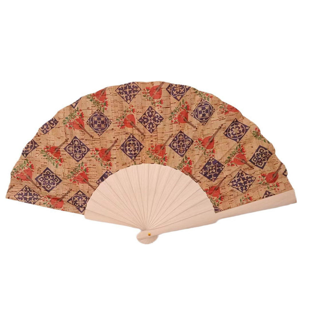 Ladies handcrafted fan made of cork and wood Stornfield