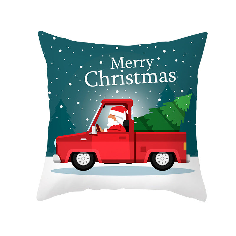 Festive Christmas Decorative Throw Pillow Cover with Holiday Gift and Snowflake Print
