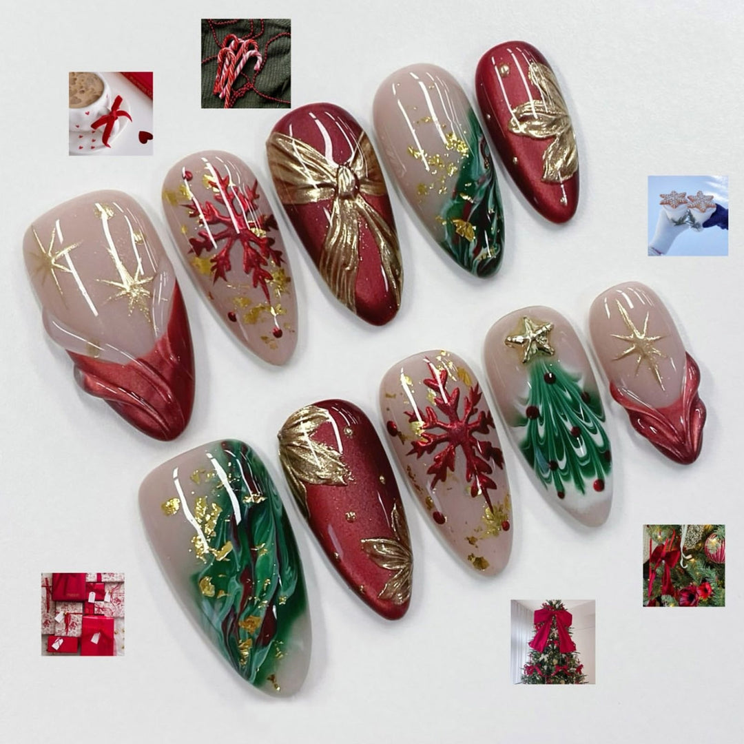Artificial nail set with festive motifs Stornfield