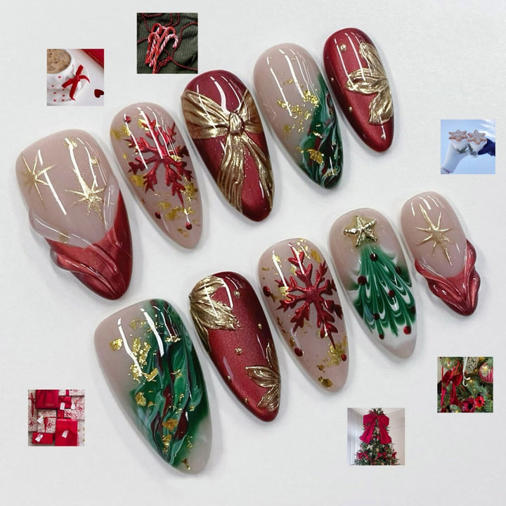 Artificial nail set with festive motifs Stornfield