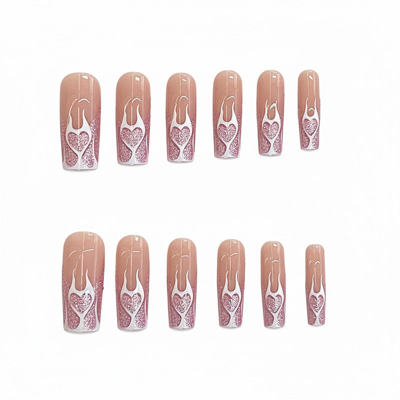 Heart Flames Press-On Nail Art Stornfield