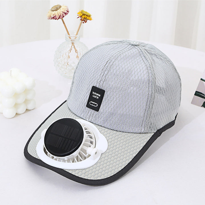Ventilated baseball cap with integrated solar fan in the visor and breathable mesh Stornfield
