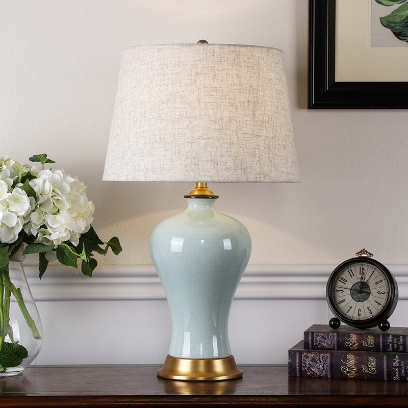 Elegant Ceramic Table Lamp with Gold Accents