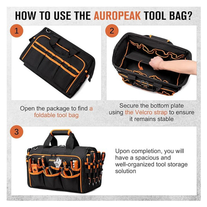 Tool bag with ergonomic design and versatile compartments Stornfield