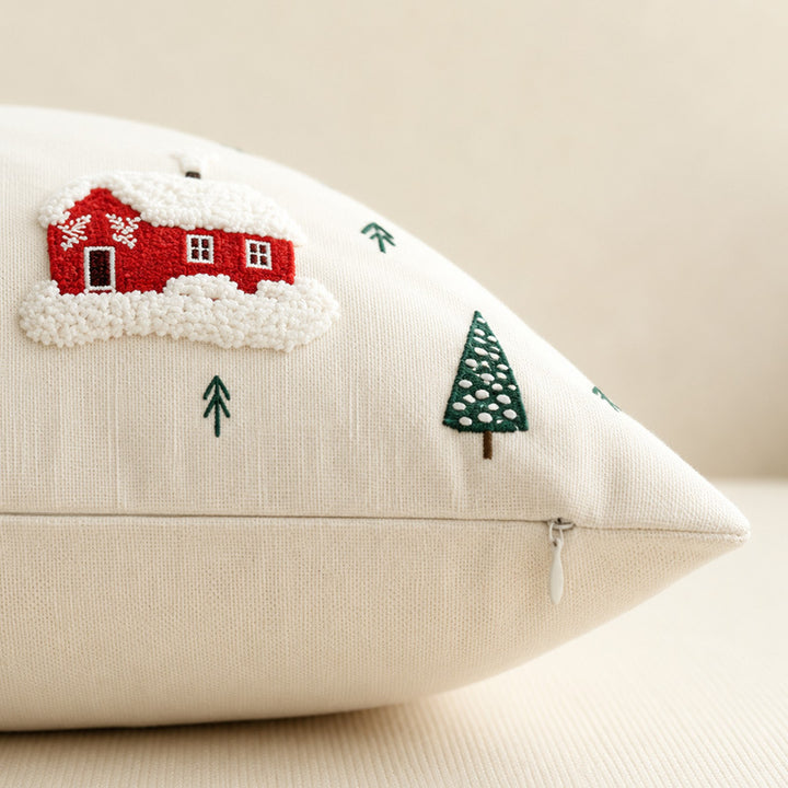 Tufted Chenille Embroidered Holiday Throw Pillow Covers