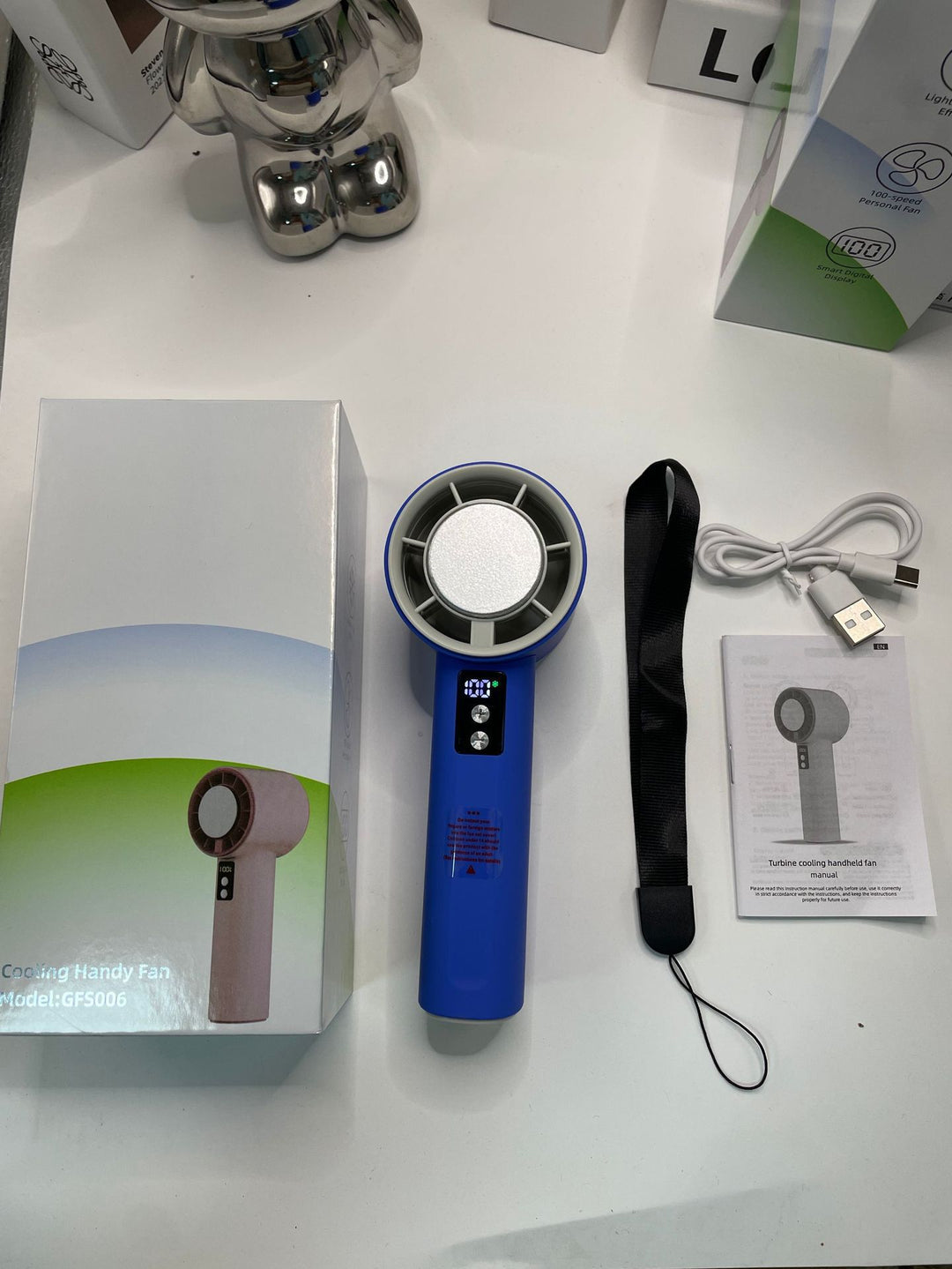 Women's Portable Turbo Hand Fan with Digital Control Stornfield