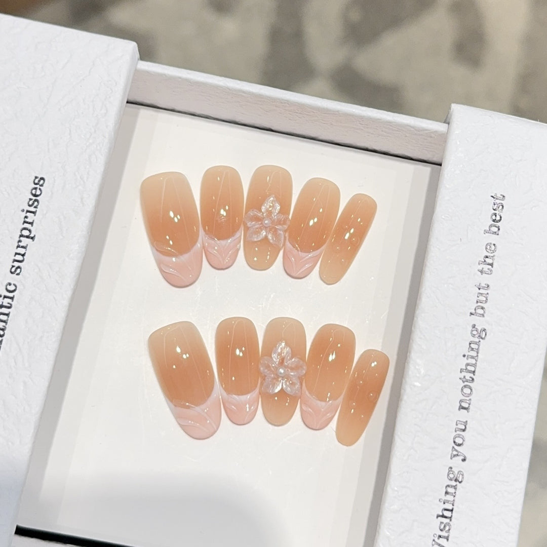 Artificial nails with romantic 3D flower accents Stornfield