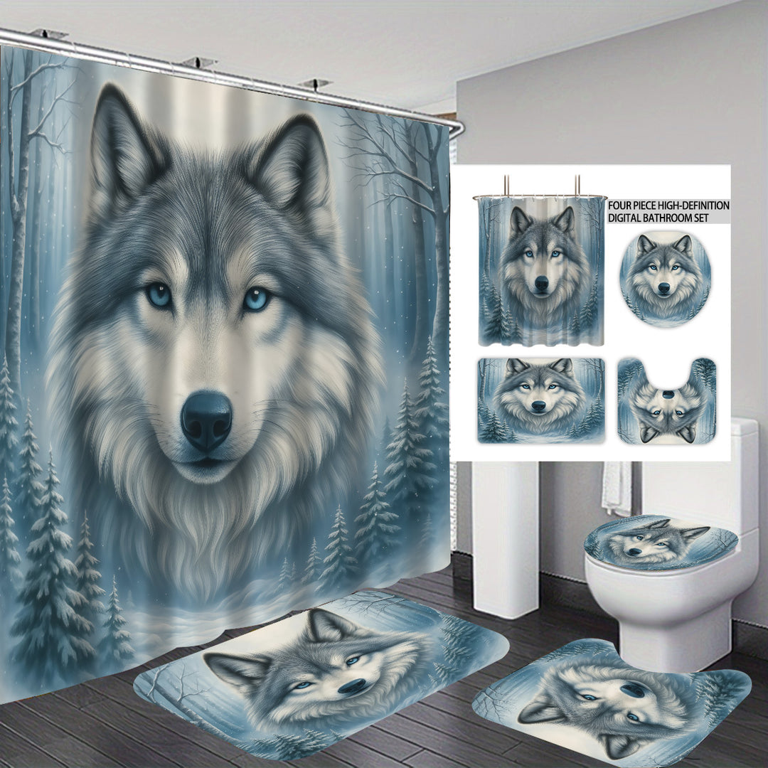 High-Definition Wolf-Themed Bathroom Décor Set Stornfield
