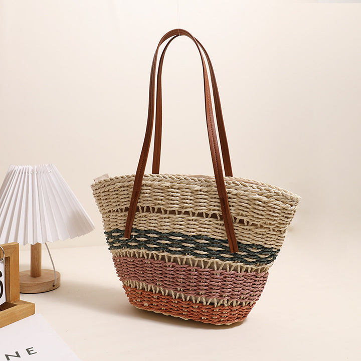 Stylish basket bag with sturdy leather handles Stornfield