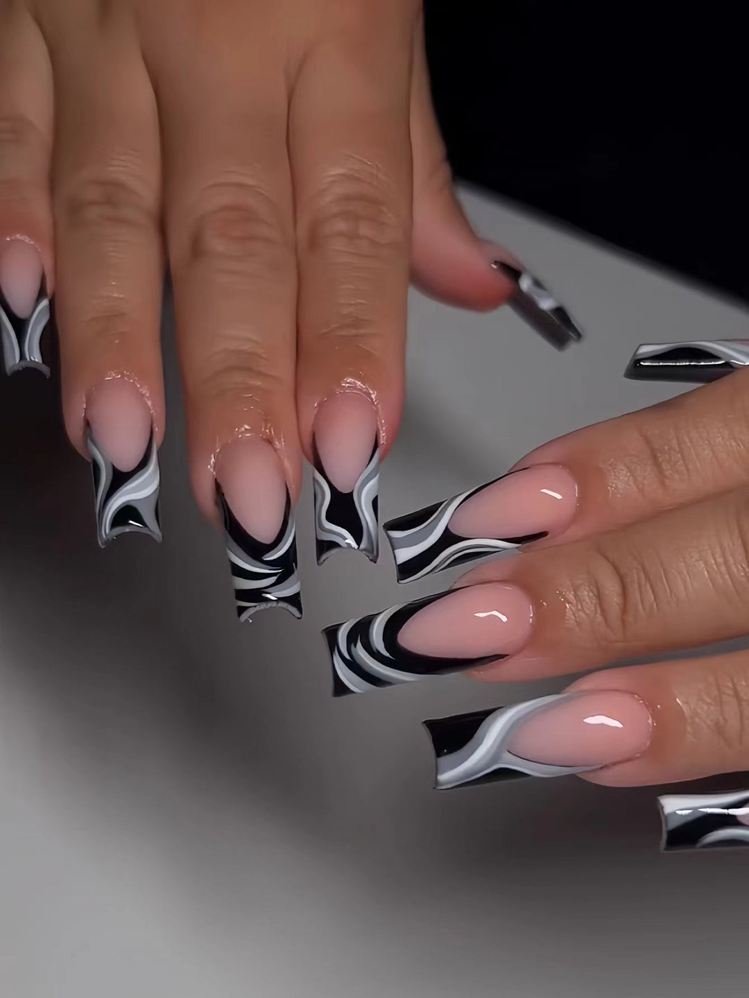 Artistic Marbled Acrylic Nail Enhancements Stornfield