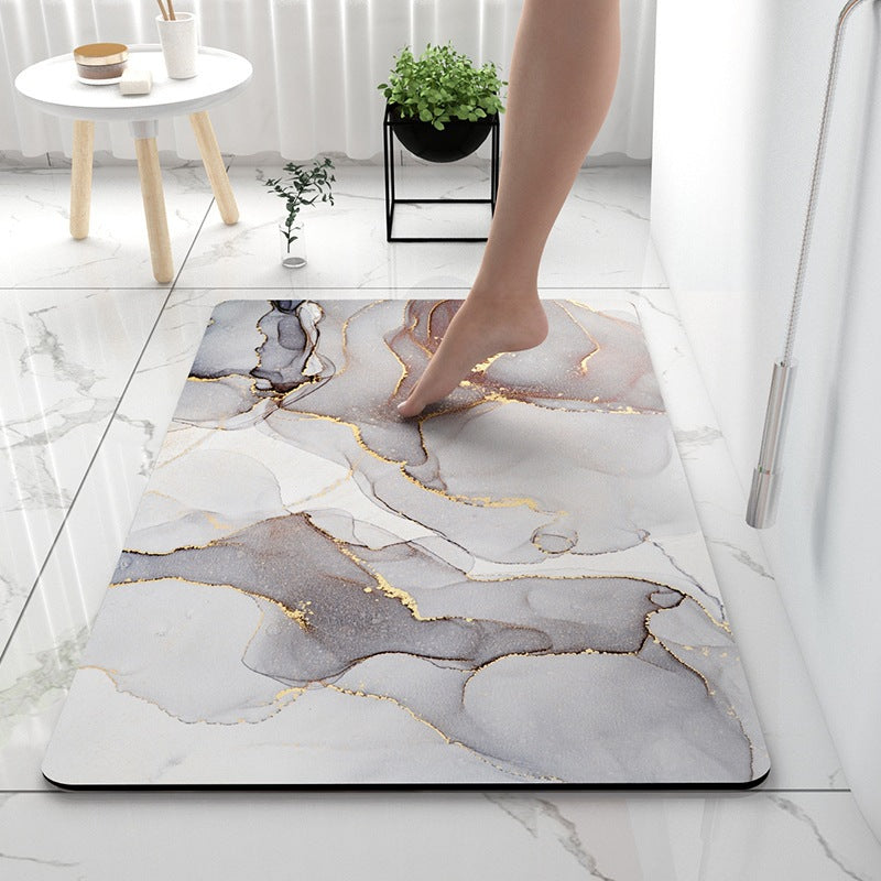 Artistic Marble Print Bath Mat