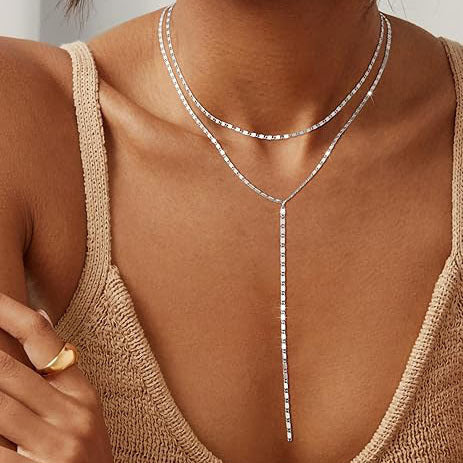 Layered Rhinestone Drop Necklace Stornfield