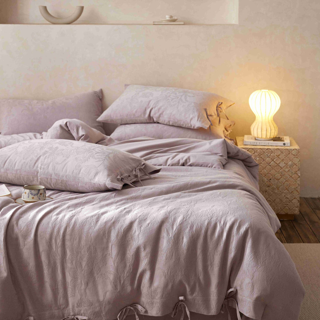 Luxury Jacquard Tie-Closure Duvet Cover Set