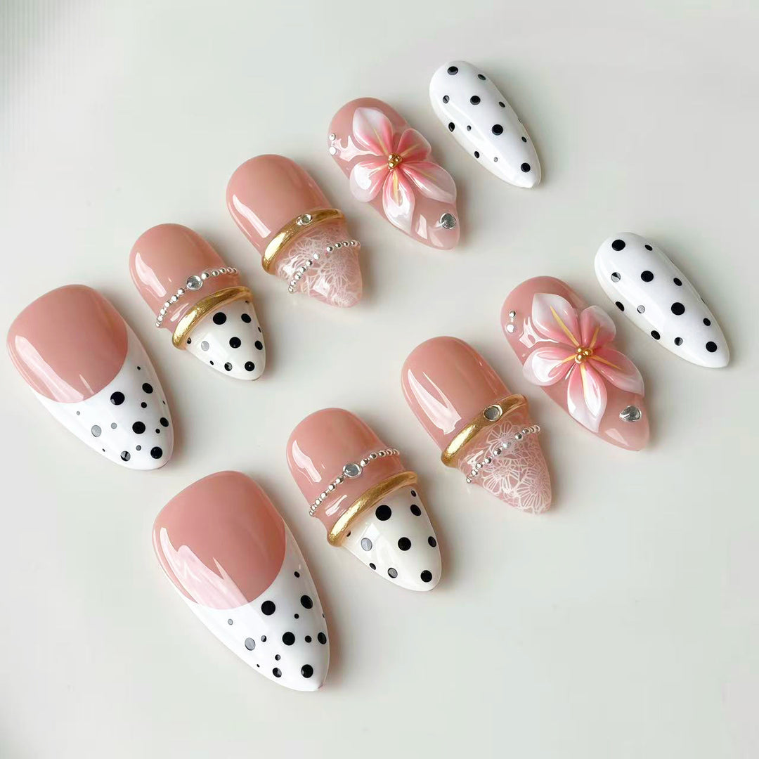 Creative Floral-Embellished Press-On Nails