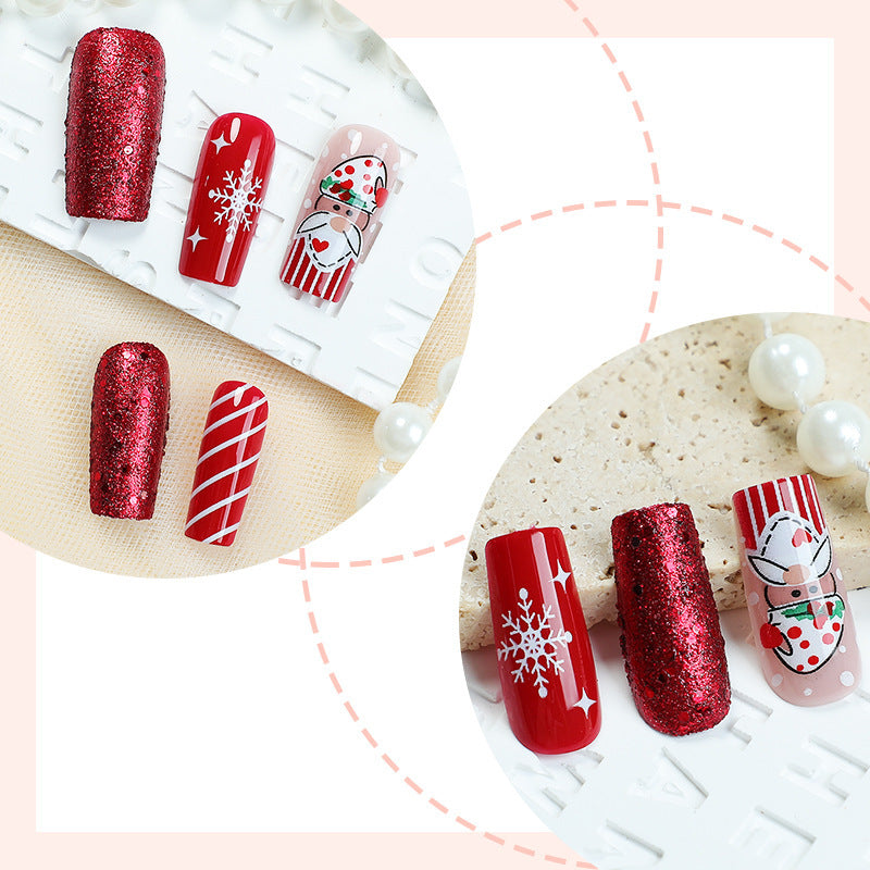 Festive Santa-Themed Press-On Nail Art Set Stornfield