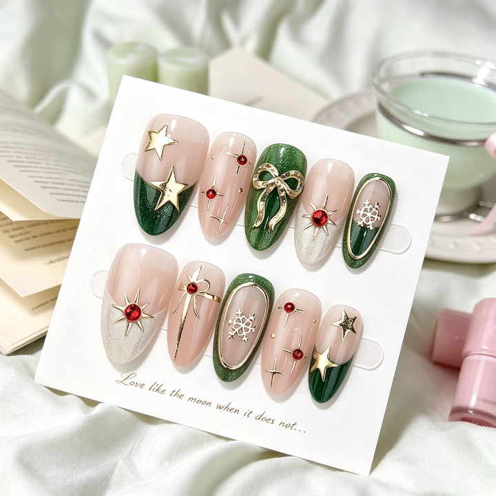 Elegant Holiday Press-On Nail Art Set