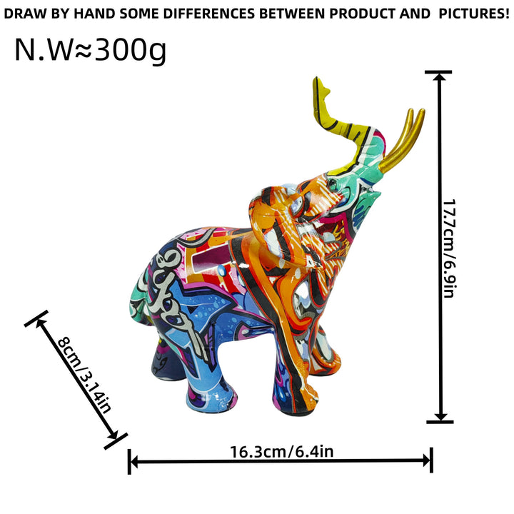 Artistic elephant figure with colorful design Stornfield