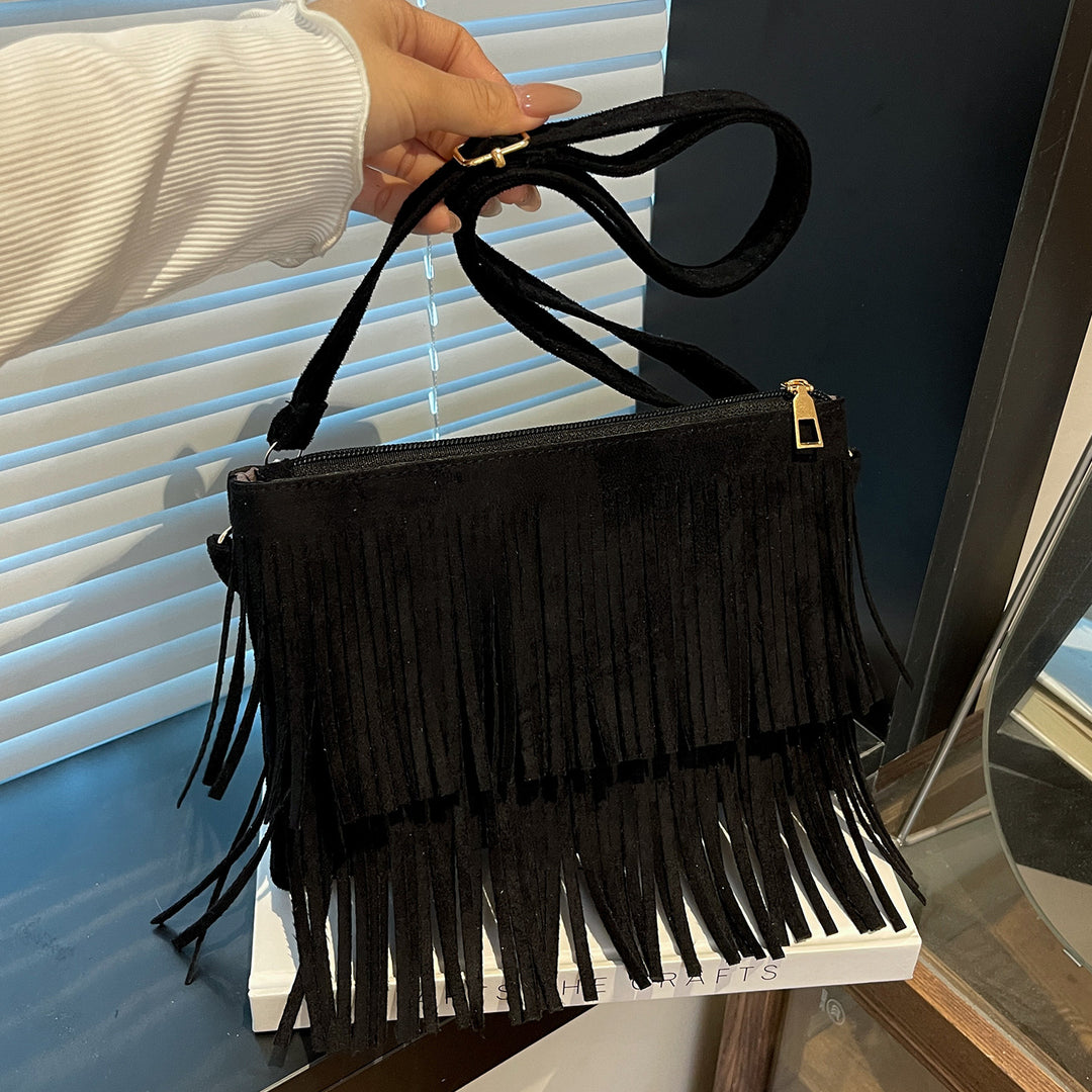 Fringe Suede Crossbody Bag