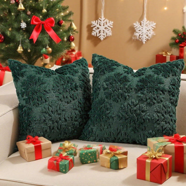 Festive Tufted Tree-Pattern Square Throw Pillow Covers with Plush Texture and Hidden Zipper